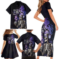 Skull Family Matching Short Sleeve Bodycon Dress and Hawaiian Shirt Mentally Ill But Totally Chill