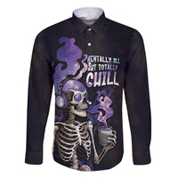 Skull Family Matching Short Sleeve Bodycon Dress and Hawaiian Shirt Mentally Ill But Totally Chill