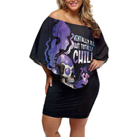 Skull Off Shoulder Short Dress Mentally Ill But Totally Chill