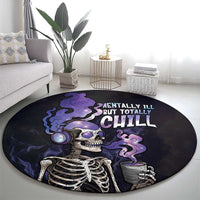Skull Round Carpet Mentally Ill But Totally Chill