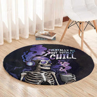 Skull Round Carpet Mentally Ill But Totally Chill