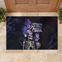 Skull Rubber Doormat Mentally Ill But Totally Chill
