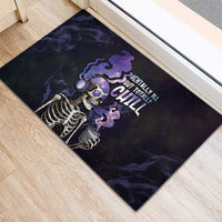 Skull Rubber Doormat Mentally Ill But Totally Chill
