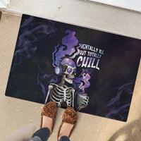 Skull Rubber Doormat Mentally Ill But Totally Chill