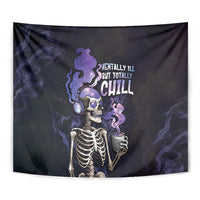 Skull Tapestry Mentally Ill But Totally Chill
