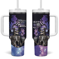 Skull Tumbler With Handle Mentally Ill But Totally Chill