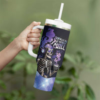 Skull Tumbler With Handle Mentally Ill But Totally Chill