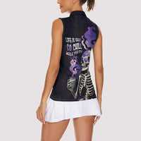 Skull Women Sleeveless Polo Shirt Mentally Ill But Totally Chill