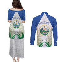 Personalized El Salvador Couples Matching Puletasi and Long Sleeve Button Shirt Torogoz Bird Map