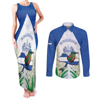 Personalized El Salvador Couples Matching Tank Maxi Dress and Long Sleeve Button Shirt Torogoz Bird Map