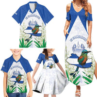 Personalized El Salvador Family Matching Summer Maxi Dress and Hawaiian Shirt Torogoz Bird Map