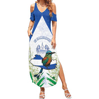 Personalized El Salvador Family Matching Summer Maxi Dress and Hawaiian Shirt Torogoz Bird Map