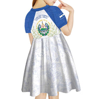 Personalized El Salvador Kid Short Sleeve Dress Torogoz Bird Map
