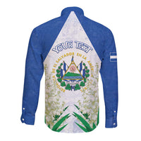 Personalized El Salvador Long Sleeve Button Shirt Torogoz Bird Map