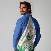 Personalized El Salvador Long Sleeve Polo Shirt Torogoz Bird Map