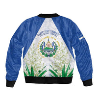 Personalized El Salvador Sleeve Zip Bomber Jacket Torogoz Bird Map