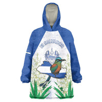 Personalized El Salvador Wearable Blanket Hoodie Torogoz Bird Map
