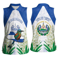 Personalized El Salvador Women Sleeveless Polo Shirt Torogoz Bird Map