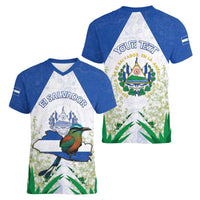 Personalized El Salvador Women V-Neck T-Shirt Torogoz Bird Map