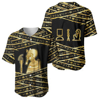 Egyptian God Ptah Baseball Jersey Gold Mummy Wrap Hieroglyphics Patterns