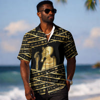 Egyptian God Ptah Hawaiian Shirt Gold Mummy Wrap Hieroglyphics Patterns DT05