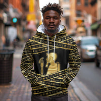 Egyptian God Ptah Hoodie Gold Mummy Wrap Hieroglyphics Patterns