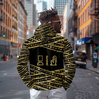 Egyptian God Ptah Hoodie Gold Mummy Wrap Hieroglyphics Patterns
