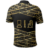 Egyptian God Ptah Polo Shirt Gold Mummy Wrap Hieroglyphics Patterns