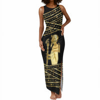 Egyptian God Ptah Tank Maxi Dress Gold Mummy Wrap Hieroglyphics Patterns