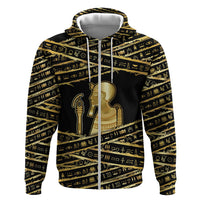 Egyptian God Ptah Zip Hoodie Gold Mummy Wrap Hieroglyphics Patterns