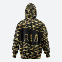 Egyptian God Ptah Zip Hoodie Gold Mummy Wrap Hieroglyphics Patterns