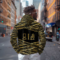 Egyptian God Ptah Zip Hoodie Gold Mummy Wrap Hieroglyphics Patterns