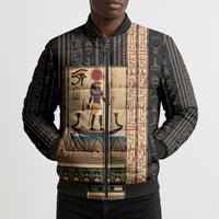 Egyptian God Ra Bomber Puffer Jacket Ancient Mythology Solar Barque Falcon