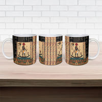 Egyptian God Ra Ceramic Mug Ancient Mythology Solar Barque Falcon