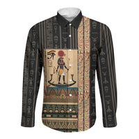 Egyptian God Ra Long Sleeve Button Shirt Ancient Mythology Solar Barque Falcon