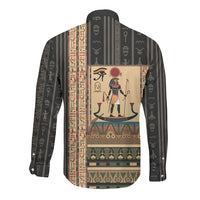 Egyptian God Ra Long Sleeve Button Shirt Ancient Mythology Solar Barque Falcon