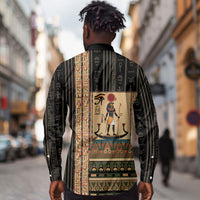 Egyptian God Ra Long Sleeve Button Shirt Ancient Mythology Solar Barque Falcon
