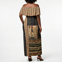 Egyptian God Ra Off Shoulder Maxi Dress Ancient Mythology Solar Barque Falcon
