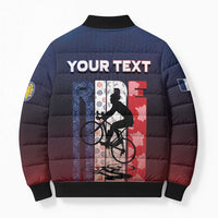 Personalized France Cycling Bomber Puffer Jacket Ride With Cyclist - Wonder Print Shop