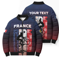 Personalized France Cycling Bomber Puffer Jacket Ride With Cyclist - Wonder Print Shop