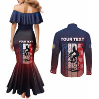 Personalized France Cycling Couples Matching Mermaid Dress and Long Sleeve Button Shirt Ride With Cyclist - Wonder Print Shop