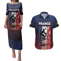 Personalized France Cycling Couples Matching Puletasi and Hawaiian Shirt Ride With Cyclist - Wonder Print Shop