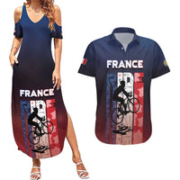 Personalized France Cycling Couples Matching Summer Maxi Dress and Hawaiian Shirt Ride With Cyclist - Wonder Print Shop