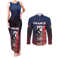 Personalized France Cycling Couples Matching Tank Maxi Dress and Long Sleeve Button Shirt Ride With Cyclist - Wonder Print Shop