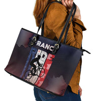 France Cycling Leather Tote Bag Ride With Cyclist - Wonder Print Shop