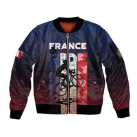 Personalized France Cycling Sleeve Zip Bomber Jacket Ride With Cyclist - Wonder Print Shop