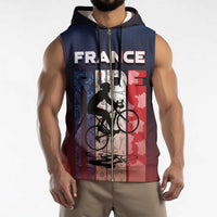 Personalized France Cycling Sleeveless Zip Hoodie Ride With Cyclist - Wonder Print Shop