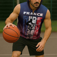 Personalized France Cycling Sleeveless Zip Hoodie Ride With Cyclist - Wonder Print Shop