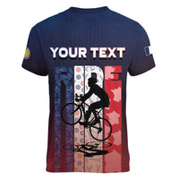 Personalized France Cycling Women V-Neck T-Shirt Ride With Cyclist - Wonder Print Shop