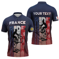 Personalized France Cycling Zipper Polo Shirt Ride With Cyclist - Wonder Print Shop